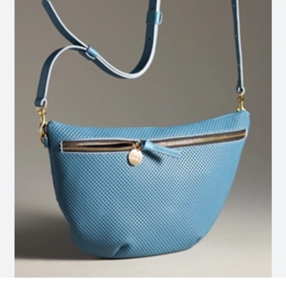 Clare V. Grande Fanny in desert blue perforated leather NWT